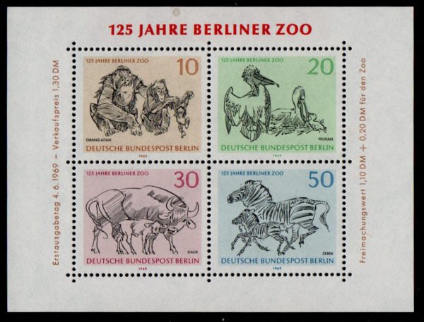 West Berlin. 1969. The 125th Anniversary of Berlin's Zoo. MSB332. MNH