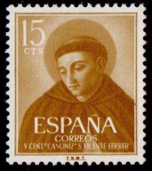 Spain. 1955. The 500th Anniversary of the Canonization of Vincente Ferrer, 1350-1419.