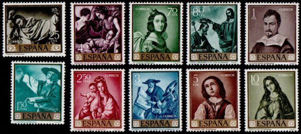 pain. 1962. Paintings by Francisco de Zurbaran - Stamp Day. S1479-1488. Full set. MNH