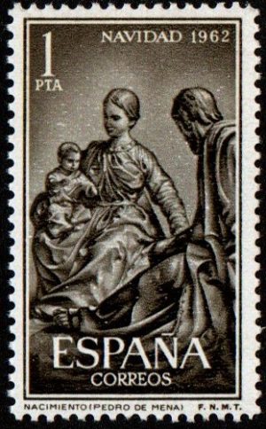 Spain. 1962. Christmas. "The Nativity" (Pedro de Mena).