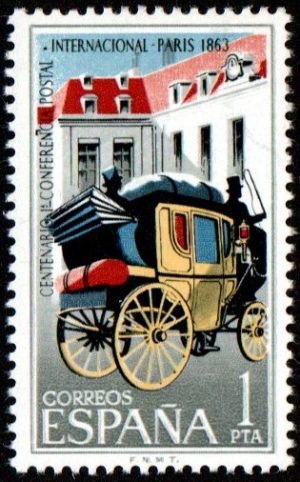 Spain. 1963. The 100th Anniversary of the First Postal Conference, Paris.