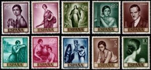 Spain. 1965. Paintings by Julio Romero de Torres - Stamp Day