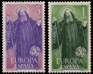 Spain. 1965. EUROPA Stamps. St. Benedict (sculpture by Pereira)