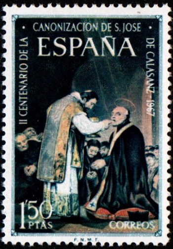 Spain. 1967. The 20th Anniversary of the Canonization of Jose de Calasanz. "Canonization of San Jose de Calasanz" (from a painting by Goya)