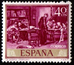 Spain. 1968. Paintings by Mariano Fortuny y Carbo - Stamp Day. "The Vicarage"