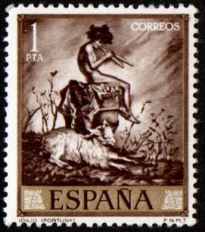 Spain. 1968. Paintings by Mariano Fortuny y Carbo - Stamp Day. "Idyll"