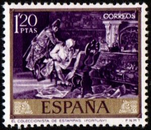 Spain. 1968. Paintings by Mariano Fortuny y Carbo - Stamp Day. "The print collector"