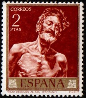 Spain. 1968. Paintings by Mariano Fortuny y Carbo - Stamp Day. "Old Man Naked to the Sun"