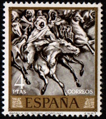 Spain. 1968. Paintings by Mariano Fortuny y Carbo - Stamp Day. "Battle of Tetuan"