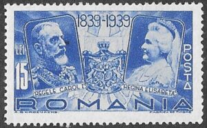 Romania. 1939 The 100th Anniversary of the Birth of King Carol I. King Karl I and Queen Elisabeth. 15l. MNH. Cat Mi581