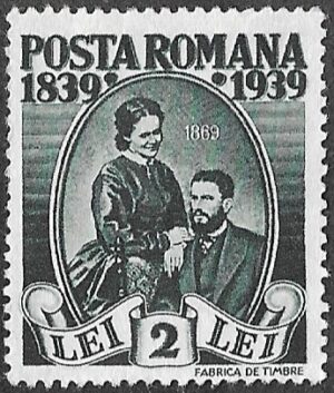 Romania. 1939 The 100th Anniversary of the Birth of King Carol I. King Karl I and Queen Elisabeth (1843-1916). 2l. MH. Cat Mi573