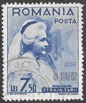 Romania. 1938 The 8th Anniversary of the Carol`s Accession to the Throne. Konigin Elisabeth. 7.50L. Cancelled. Cat Mi560