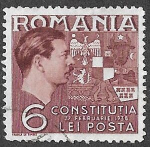 Romania. 1938 New Constitution. 6L. Cancelled. Cat Mi550