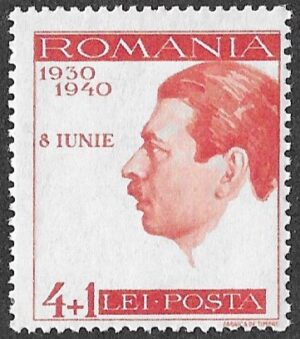 Romania. 1940 The 10th Anniversary of Carol´s Ascension to the Throne. 4+1l. MH. Cat Mi626