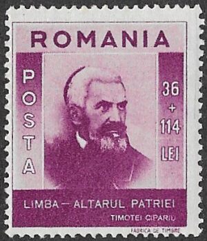 Romania. 1943 Charity Stamps - Transylvania Refugees. Timotei Cipariu (1805-1887). 36+114L. MNH. Cat Mi771