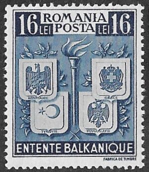 Romania. 1940 Balkan Entente. 16l. MNH. Cat Mi616