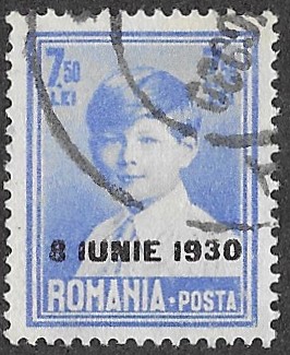 Romania. 1930 The King Carol`s Accession to the Throne. 7.50L. Cat 376. Cancelled