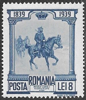 Romania. 1939 The 100th Anniversary of the Birth of King Carol I. King Karl I in a fight. 8l. MNH. Cat Mi578