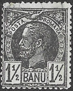 Romania. 1885 -1889 Kingdom of Romania - King Karl I. 1 1/2B. Black on Bluish. Cancelled. Cat Mi58