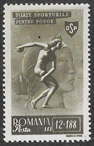 Romania. 1945 Sports. Discus throwing. 12+188L. MNH. Cat Mi874