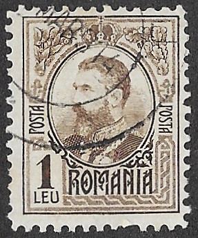 Romania. 1908 King Karl I. 1L. Cancelled. Cat Mi218