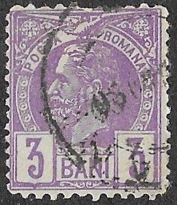 Romania. 1885 -1889 Kingdom of Romania - King Karl I. 3B. Violet on Greenish paper. Cancelled. Cat Mi60