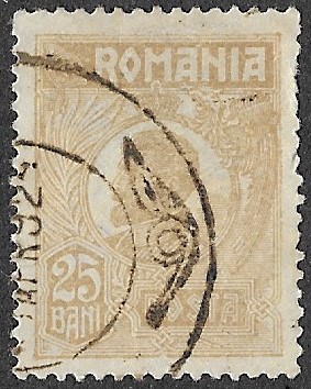 Romania. 1920 -1927 King Ferdinand I. 25B. Cancelled. Cat Mi267