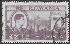 Romania. 1947 King Michael I and Landmarks. Danube bridge near Cernavoda. 12L. Cancelled. Cat Mi1072