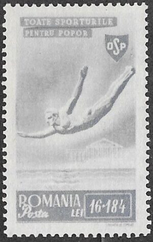 Romania. 1945 Sports. Diving. 16+184L. MNH. Cat Mi875