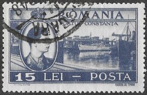 Romania. 1947 King Michael I and Landmarks. Port of Constanta. 15L. Cancelled. Cat Mi1073