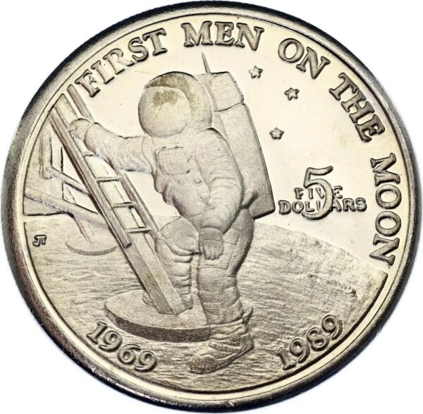 Marshall Islands. 1989. 5 Dollars 20th Anniversary - First Men on the Moon. Proof Issue. Copper-nickel. 29.04g. KM 13. Rar. ind. 15