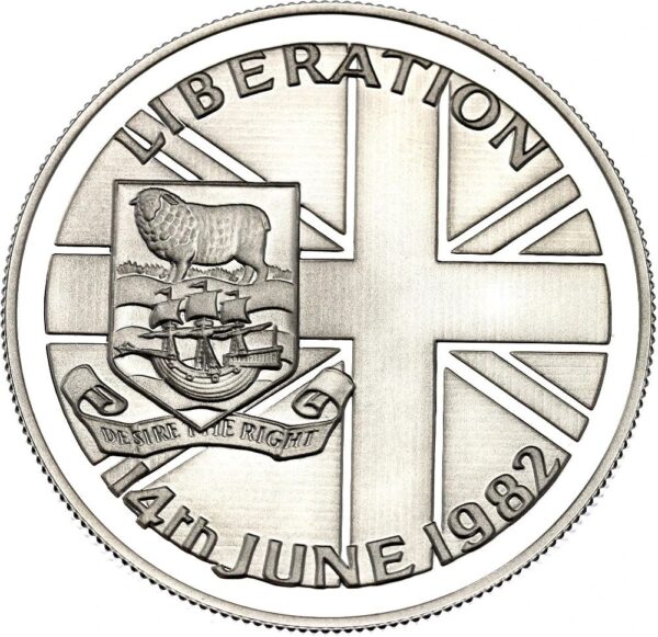 Falkland Islands. 1982. 550 Pence - Elizabeth II Liberation; Silver Proof Issue. Silver (.925). 22.28g. KM 18a. Rar. ind. 57