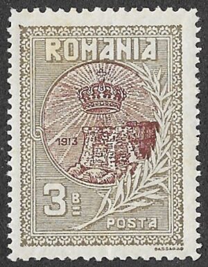 Romania. 1913 Romania's annexation of Silistria. Romanian crown and Old Fort on Danube. 3B. MNH. Cat Mi228