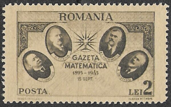 Romania. 1945 The 50th Anniversary of the Founding of Gazeta Matematica. 2L. MNH. Cat Mi900