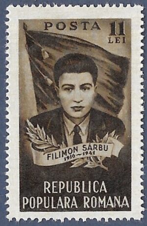 Romania. 1951 The 10th Anniversary of the Death of Filimon Sarbu(1916-1941). 11L. MNH. Cat Mi1267