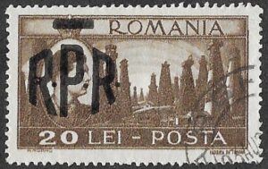 Romania. 1948 King Michael I and Landmarks Stamps of 1947 Overprinted "RPR". 20L. Cancelled. Cat Mi1114