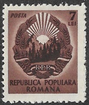 Romania. 1950 Coat of Arms. 7L. MNH. Cat Mi1217