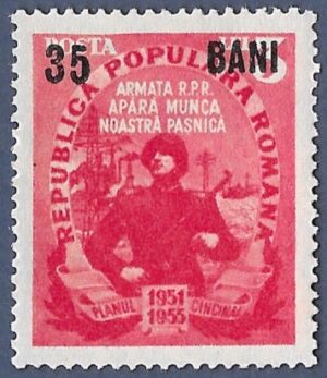 Romania. 1952 Five Year Plan Stamps of 1951-1952 Surcharged. 35B over 3L. MNH. Cat Mi1355