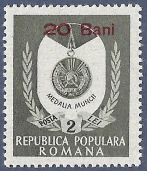 Romania. 1952 Labour Day Stamps of 1951 Surcharged. 20B over 2L. MNH. Cat Mi1343