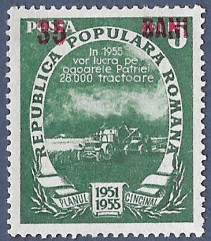 Romania. 1952 Five Year Plan Stamps of 1951-1952 Surcharged. 35B over 5L. MNH. Cat Mi1357