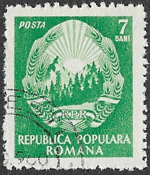 Romania. 1952 Coat of Arms - White Inscription. 7B. Cancelled. Cat Mi1372