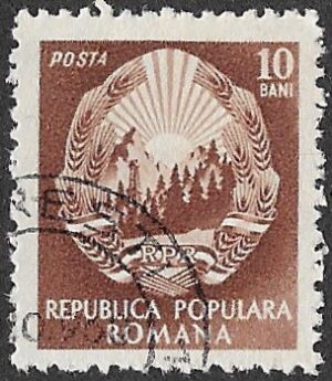 Romania. 1952 Coat of Arms - White Inscription. 10B. Cancelled. Cat Mi1373