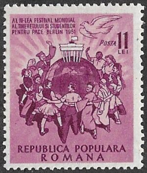 Romania. 1951 Youth Festival, Berlin. 11L. MNH. Cat Mi1266