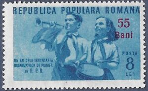 Romania. 1952 Young Pioneers Stamps of 1950 Surcharged. 55B on 8L. MNH. Cat Mi1332