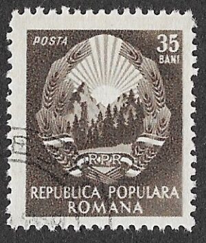 Romania. 1952 Coat of Arms - White Inscription. 35B. Cancelled. Cat Mi1375