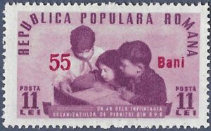 Romania. 1952 Young Pioneers Stamps of 1950 Surcharged. 55B over 11L. MNH. Cat Mi1333