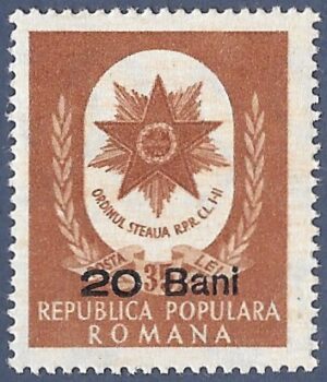 Romania. 1952 Labour Day Stamps of 1951 Surcharged. 20B over 35L. MNH. Cat Mi1346