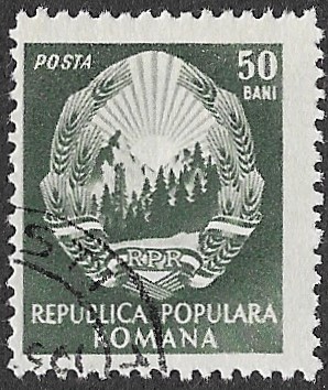 Romania. 1952 Coat of Arms - White Inscription. 50B. Cancelled. Cat Mi1376