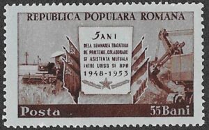 Romania. 1953 Soviet-Romanian Friendship Treaty. 55B. MNH. Cat Mi1422