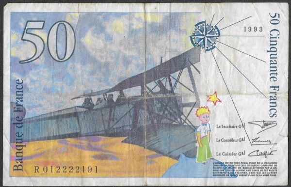 France. 1993. 50 Francs - Saint-Exupéry. F. Cat P157. B004. RI.19